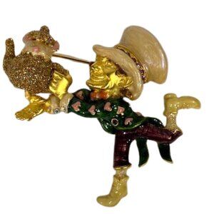 Kirk's Folly Mad Hatter, Alice in Wonderland statement brooch/pin.